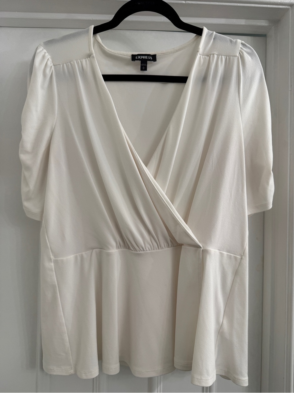 Express Cream Blouse with Black Accent